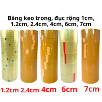 SKU472 - Băng keo Trong - Đục rộng 1cm, 1.2cm, 2.4cm, 3.5cm, 4cm, 6cm, 7cm - 100yard, nặng 1kg, lõi 