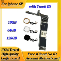 100% Tested For iphone 6 Plus 5.5” Motherboard Original Unlock For iphone 6 Plus 16g/64g/128g Main Logic Board Clean iCloud