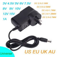 1PCS AC 100V-240V Converter DC 3V/4.5V/5V/6V/7.5V/9V/12V 1A Universal Power Adapter Supply Charger