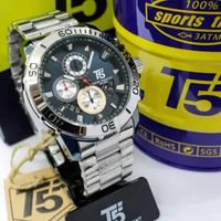 Jam Tangan Pria T5 2937W Chrono Aktif Tali Rantai Stainless Stee Kaca Safir Casing Stainless Steel I