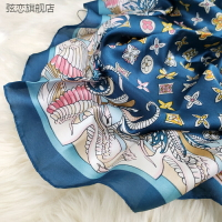 創意年新款韓版時尚絲巾女仿真絲緞面印花90方巾披肩定制