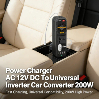 200W Pure Sine Wave Inverter DC 12V to AC 220V, Car Home Power Converter, Universal Adapter, Energy-