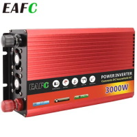 EAFC Inverter DC 12V to AC 220V Power Inverter 3000W 2000W 1000W Portable Car Power Bank Voltage Converter Solar Inverters