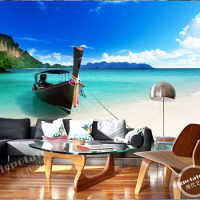 The custom 3D murals,Magic blue sky and white clouds lake island landscape ,living room sofa TV wall bedroom wall paper