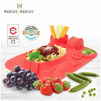 【加拿大 Marcus &amp; Marcus】動物樂園遊樂造型餐盤 - 獅子 (紅)