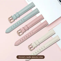 Watch Belt Women's Genuine Leather For Weilushi Feiyada Fossil DW Black White Pink Brown Watch Strap 12mm 14mm 18mm 20mm