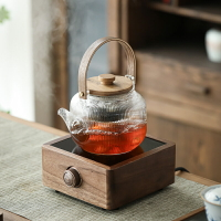 胡桃木全自動電陶爐煮茶器煮茶爐高端耐高溫玻璃燒水壺蒸茶壺小型