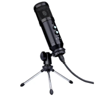 USB Microphone Condenser Microphone With Tripod Volume Knob Plug And Play Used For Games Streaming Media Podcasts