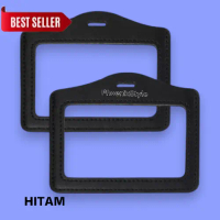 Frame Id Card Kulit Mika Plastik Landscape Double Side / Name Tag Id Card - Model Terbaru