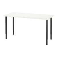 LAGKAPTEN/OLOV 書桌/工作桌, 白色/黑色, 140x60 公分