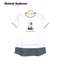 【Kinloch Anderson】輕甜印花燙鑽企鵝皇冠字母 假兩件式 圓領短袖上衣 棉T 金安德森女裝(白)
