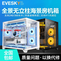 【最低價】【公司貨】積至EVESKY 全景海景房電腦機箱臺式機matx白色240水冷包豪斯迷你