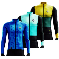2022 Triptic Winter Cycling Jersey Long Sleeve Cashmere Top Jacket Men MTB Bicycle Clothing Fleece Roadbike Road Ciclismo Hombre