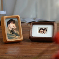 Picture Frame,Smooth Round Picture frame with Solid Wood, Display photos with mat, Small Picture Frames for Table top for Baby