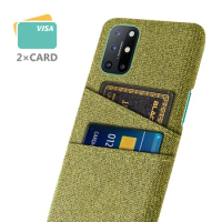 Phone Case for OnePlus 8T Dual Card Fabric Cloth Luxury Business Cover One Plus 8t Funda for OnePlus 9 9R 8 7 7T Pro 6 6T Coque