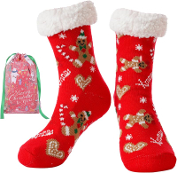 BONANGEL Christmas Slipper Socks for Women Fuzzy Grips Non Slip Thick Fluffy Comfy Socks Xmas Gifts