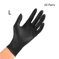 40pcs Tattoo Gloves Black Latex Disposable Waterproof Comfortable Rubber Disposable Mechanic Nitrile Gloves Tattoo Supplies
