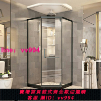 不銹鋼整體淋浴房鉆石形型衛浴浴室簡易隔斷鋼化玻璃定制