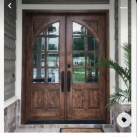 Pintu Kayu Merbau Papua 9,8 Halus Kaca Bevel Penghalusan Finishing Kusen Sesuai Warna Pemasangan Ter