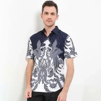 Rianty Batik Premium Pria Kemeja Pendek Slimfit Hem Aldo Aldora Navy Slimfit Aldo L