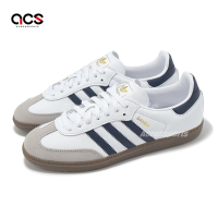 adidas 德訓鞋 Samba OG 男鞋 女鞋 白 深藍 焦糖底 皮革 復古 休閒鞋 情侶鞋 愛迪達 JH8795