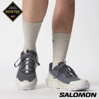 salomon官方直營 女 ELIXIR ACTIV Goretex 低筒登山鞋(墨黑/冰河灰/紫)