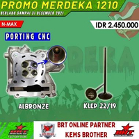 SILINDER HEAD ALBRONZE PORTING CNC ORIGINAL BRT KLEP 22/19 NMAX AEROX R15VVA 22 19 AL BRONZE AEROX O