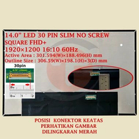 LCD LED Untuk Lenovo ThinkPad T14 T14s P14s Gen 3 Gen 4 E14 Gen 5 14.0" 30 Pin Non Bracket FHD+ Squa