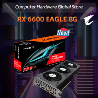 New GIGABYTE-AMD RX 6600 EAGLE 8G Three fan graphics card, Placa de vídeo,GDDR6, 128 bits, PCIe 4.0,