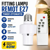 Fitting Lampu Bohlam E26 E27 Remote Control Timer 5–120 Menit AC 85–265V Beban 40W Socket Universal 