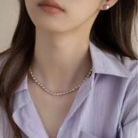 [MÃ DC101] Dây Chuyền Ngọc Trai Nước Ngọt Dáng Giọt Nước Size Nhí, Màu Hồng Baby Dễ Thương (loại đẹp
