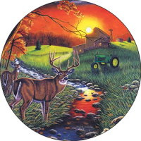TIRE COVER CENTRAL Deer Stepping Out Farm Tractor Sunrise Spare tire Cover