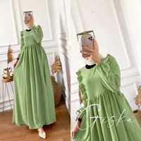 Baju GAMIS GISKA DRESS MAXY WANITA Olive