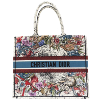 【二手名牌BRAND OFF】Dior 迪奧 白色 帆布 多種顏色 刺繡 Book Tote 托特包