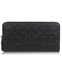 COACH 壓紋 小牛皮 / ACCORDION  拉鍊式 長夾(黑色)