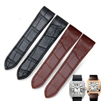 Watch accessories Leather watch strap suitable for cartier Santos 100 men's and women's leather strap 20mm 23mm