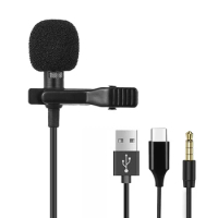3.5mm Mini Microphone For PC Laptops Type C Lapel Clip-on Microphone For Smart phone USB Professional Micro Mic For DSLR Camera