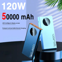 New 50000mAh Digital Display Powerbank 120W Super Fast Charging For iPhone Xiaomi Samsung Ultrathin Portable External Battery