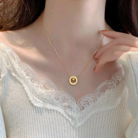 Kalung Liontin Round Angka Romawi Elegan Fashion Premium Import