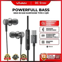 VIVAN Headset Semi In-Ear Earphone Type-C Metal Body Powerful Bass Mic Remote Q18 Garansi 12 Bulan