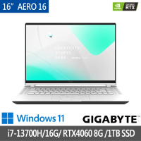 【GIGABYTE 技嘉】20W行動電源組★16吋i7 RTX4060創作者筆電(AERO 16 OLED BKF/i7-13700H/16G/1TB SSD/W11)