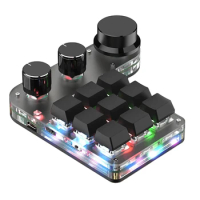 Programmable Mechanical Keyboard, 9 Keys 3 Knobs RGB Programmable Macro Keyboard Bluetooth Gaming Keypad Hotswap