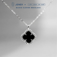 Dây Chuyền Bạc Nữ S925 Cao Cấp JENSY Cỏ 4 Lá Đen \Black Clover\" VCTL4"