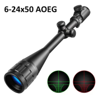 6-24x50 AOEG Tactical Rifle Scope Red &amp; Green Illuminated Hunting Scopes Optics Sight Airsoft Scope for Hunting Sniper Scopes