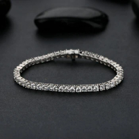 Trendy 15-18cm 925 Sterling Silver Carbon Diamond Tennis Chain Bracelets for Women Men S925 Cubic Zirconia Link Bracelet Bangle