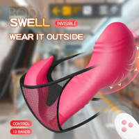 Inflatable Wearable Dildo Vibrator G Spot Clitoris Stimulator Butterfly Vibrating Panties Adult Sex Toys for Women Masturbator