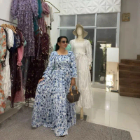 Dress   Kondangan sifon rubiah bunga biru