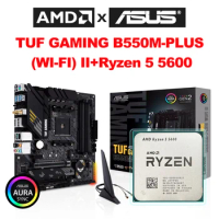 ASUS AMD Ryzen 5 5600 CPU Game Processor R5 5600 Socket AM4 DDR4 AMD Ryzen CPU+ New TUF B550M PLUS WIFI II Motherboard