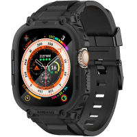 【Amband】AmBand Apple Watch 專用保護殼 ☆ M1 黑色TPU殼帶黑鋼釦(49mm - Apple Watch ultra)