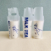 Single and Double Cup Delivery Beverage Bag Delivery Milk Tea Transparent Packaging Bag New Cartoon Disposable Packaging Bags